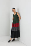 MULTICOLOR COLOR BLOCKED MELANGA TIERED DRESS (1 PC)