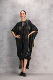 BLACK GAJI SILK DRAPE DRESS (1 PC)