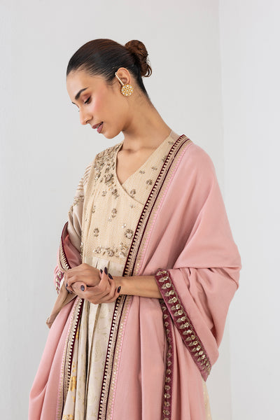 ROSE PINK EMBROIDERED WOOLEN SHAWL (1 PC)