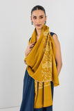 OCHRE YELLOW KASHMIRI EMBROIDERED PASHMINA STOLE (1 PC)