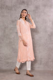 PEACH CHANDERI EMBROIDERED KURTA (WH-01A)&nbsp;