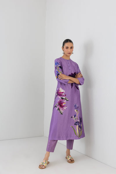 MIDNIGHT PLUM DUPION ORCHID PRINTED TUNIC (1 PC)