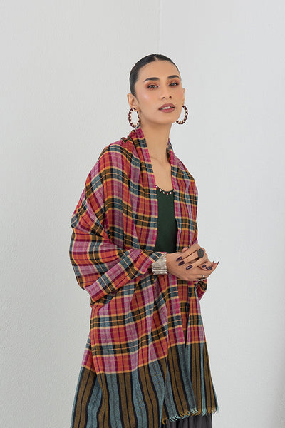 MUTICOLORED CHECK WOOLEN STOLE (1 PC)