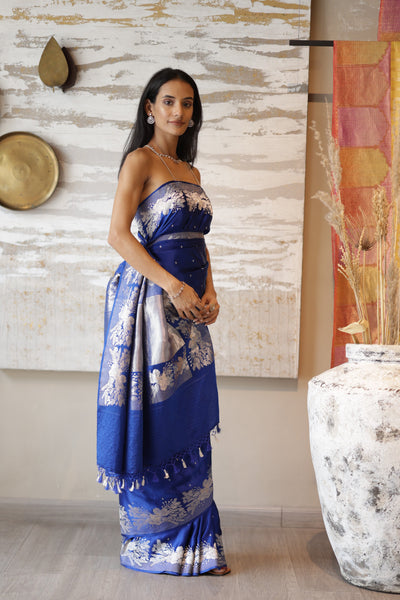 BLUE GAJI BUTI SILK SAREE (CHHAVI-28)