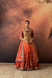 ORANGE & YELLOW TISSUE BROCADE EMB. LEHENGA SET (MH-01C) ( 5 PCS)
