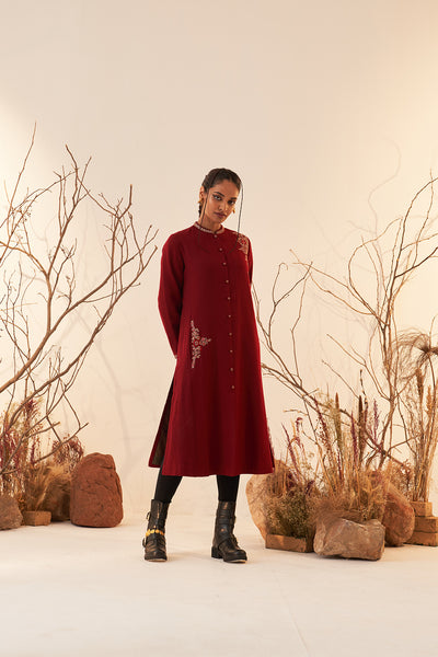 BLACK WOOLEN EMBROIDERED JACKET (1 PC)