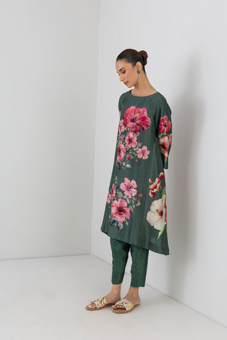 EUCALYPTUS DUPION HIBISCUS PRINTED TUNIC (1 PC)