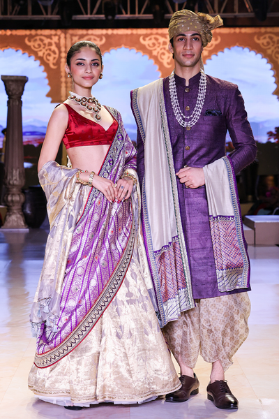 TOOSH & PURPLE TISSUE BROCADE LEHENGA SET(HD-01)