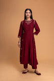 MAROON DUPION EMB. KURTA SET (2 PCS)