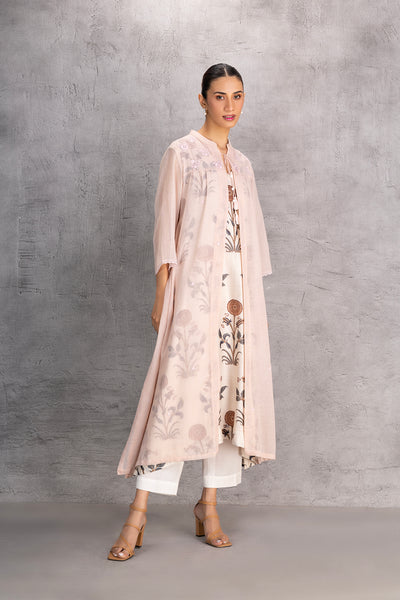 BLUSH CHANDERI TUNIC WITH JACKET (1 PC)