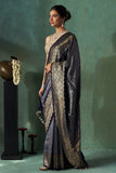 DARK BLUE TISSUE BANARASI SILK EMBROIDERED SAREE SET (1 PC)