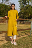 YELLOW COTTON PLEATED TUNIC (CM-11B/TNC)