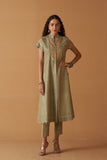 SAGE GREEN  SILK EMBROIDERED JACKET & SAGE GREEN DUPION PANTS (SE-06/JKT, SE-06A)