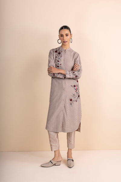 BEIGE EMBROIDERED KURTA SET (2 PCS)