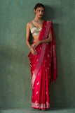 RANI PINK GAJJI BUTI SAREE WITH UNSTITCHED BLOUSE (1 PC)