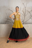 MUSTARD & BLACK KALA COTTON EMBROIDERED DRESS (1 PC)