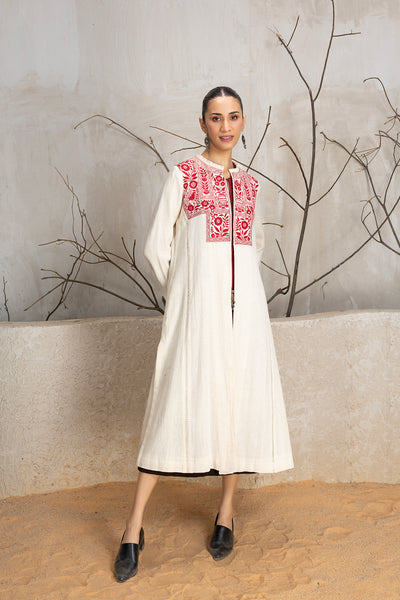 IVORY LINEN EMBROIDERED JACKET (1 PC)