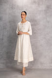 IVORY CHANDERI CHIKANKARI TUNIC (1 PC)