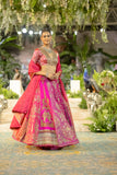 HOT PINK TISSUE MULTIKALI EMB. LEHENGA SET (EVO-09) (3 PCS)