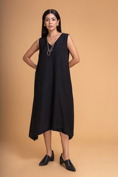 BLACK & WHITE CHANDERI PRINTED KAFTAAN (1 PC)