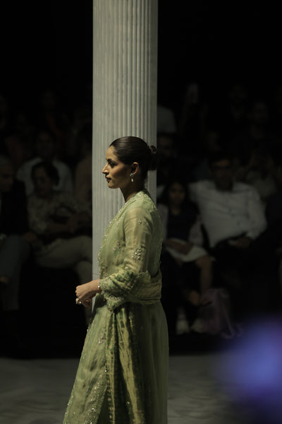 A GRACEFUL MINT GREEN ENSEMBLE FEATURING DELICATE EMBROIDERY AND FLUID SILHOUETTES (4 PCS)