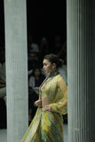 A VIBRANT PLAY OF YELLOW AND MINT, BROUGHT TO LIFE THROUGH INTRICATE EMBROIDERY. (3 PCS)