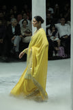 MUSTARD EMBROIDERED SAREE PAIRED WITH A MINT GREEN EMBROIDERED TISSUE JACKET. (4 PCS)