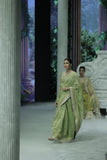SAGE GREEN TISSUE SAREE PAIRED WITH AN EMBROIDERED BLOUSE. (2 PCS)