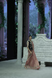PINK CRINKLE TISSUE SAREE PAIRED WITH AN OLD ROSE TISSUE EMBROIDERED BLOUSE AND A DEEP PURPLE VELVET EMBROIDERED BLOUSE. (3 PCS)