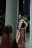 PINK CRINKLE TISSUE SAREE PAIRED WITH AN OLD ROSE TISSUE EMBROIDERED BLOUSE AND A DEEP PURPLE VELVET EMBROIDERED BLOUSE. (3 PCS)