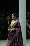 PURPLE EMBROIDERED LEHENGA PAIRED WITH A YELLOW EMBROIDERED BLOUSE AND MUSTARD  & PURPLE TWO EMBROIDERED DUPATTA.(4PCS)