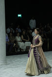SILVER AND GOLD TISSUE SKIRT PAIRED WITH A PURPLE DUPION EMBROIDERED JACKET, OLD ROSE BLOUSE, BLUSH EMBROIDERED DUPATTA, AND PURPLE BROCADE EMBROIDERED DUPATTA. (5 PCS)