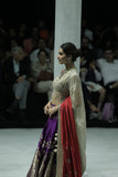 PURPLE BANARASI BROCADE LEHENGA PAIRED WITH A TOOSH EMBROIDERED BLOUSE, TOOSH EMB CRUSHED DUPATTA, AND RED EMBROIDERED DUPATTA.(4PCS)