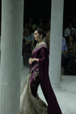 TWO-PIECE SAREE FEATURING A DEEP FALSA VELVET DUPATTA WITH TUSSAR EMBROIDERY, PAIRED WITH A TOOSH EMBROIDERED CHANDERI BLOUSE. (3PCS)