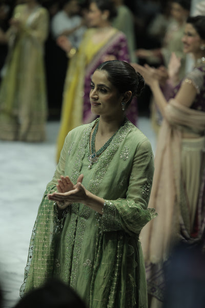 A GRACEFUL MINT GREEN ENSEMBLE FEATURING DELICATE EMBROIDERY AND FLUID SILHOUETTES (4 PCS)