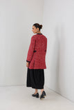 RED TEXTURED WOOLEN MID LENGTH JACKET (1 PC)