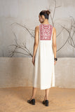 IVORY YOKE COTTON EMBROIDERED DRESS (1 PC)