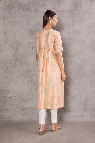 PEACH CHANDERI PRINTED TUNIC (TNC-10A)