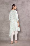 MINT MARBLE ABSTRACT COTTON PRINTED ASSYMETRICAL TUNIC (TNC-22)