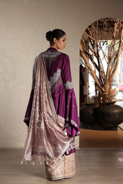 LIGHT MAUVE TISSUE CRINKLED SAREE SET (2 PCS)