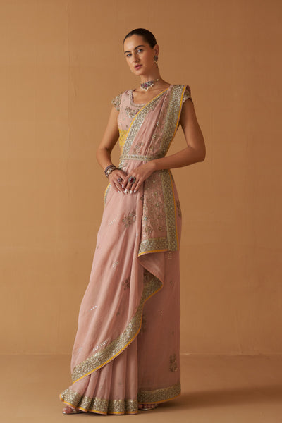 OLD ROSE TISSUE EMBROIDERED SAREE (SE-09)