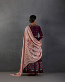 WINE EMBROIDERED ANARKALI SET (FB-22)