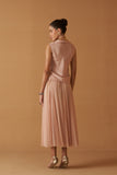 PEACH TO MINT SHADED SCALLOP EMB NET CAPE, TOP, SKIRT SET (3 PCS)