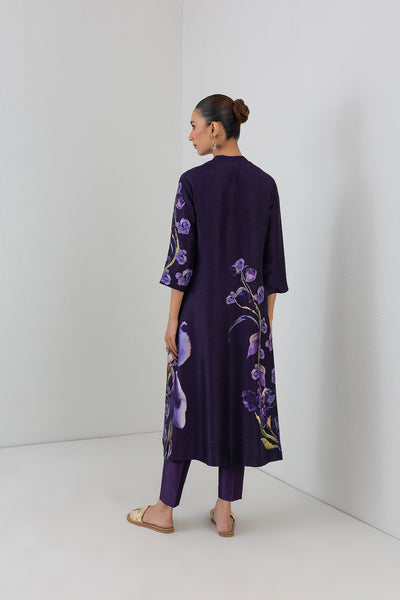 EGGPLANT PURPLE DUPION IRIS LILY PRINTED TUNIC (1 PC)