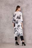 MONOCHROME CHIFFON BOTANICAL PRINTED TUNIC (BW-10A)