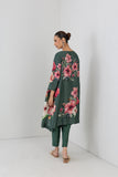 MINTED SAGE SILK CHANDERI HIBISCUS PRINTED DRESS (1 PC)