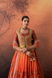 ORANGE & YELLOW TISSUE BROCADE EMB. LEHENGA SET (MH-01C) ( 5 PCS)