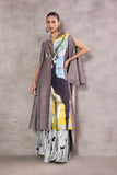 GREY DEER PRINTED DUPION JACKET WITH SKY BLUE DUPION BUTTERFLY PRINTED DRESS (AJP-02)