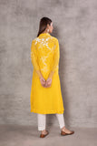 YELLOW CHANDERI EMBROIDERED KURTA (WH-01A)