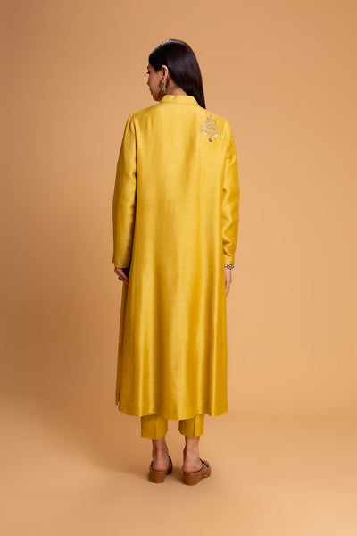 MUSTARD VISC. DUPION EMB. KURTA (2 PCS)